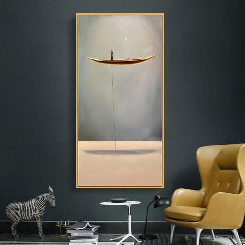 Home Decor Canvas Picture Modern Simple and Abstract boatman Art Creative Hanging Painting Poster Wall For Home Painting
