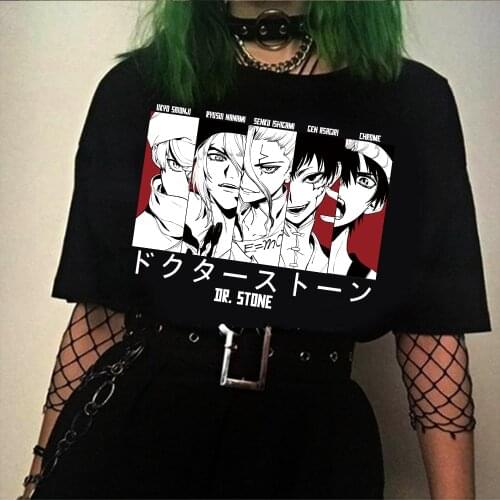 Dr Stone Anime Printed T-Shirt Men Shirt Female Tee Shirt Women Men Streetwear Tops Graphic T-shirts Harajuku