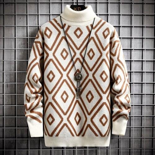 Cashmere Turtleneck Men Sweater 2021 New Winter Thick Warm Argyle Mens Pullovers Top Quality Fashion Mens Christmas Sweaters