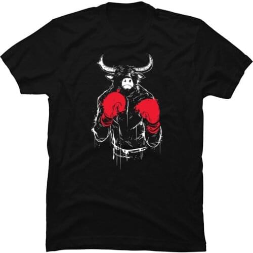 Power Bull Boxer MMA Muay Thai Cool Tshirts Black Kung Fu Fighting Strike Graphic Casual Loose Plus Size Tops T Shirt Cotton Men