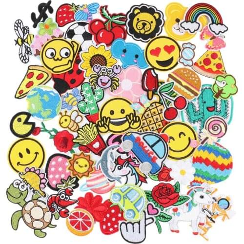 Little Animal Fruit Mixed Embroidery Patches For Clothing DIY Iron-On Transfers On T-Shirt/Backpack Simple Embroidery Patches