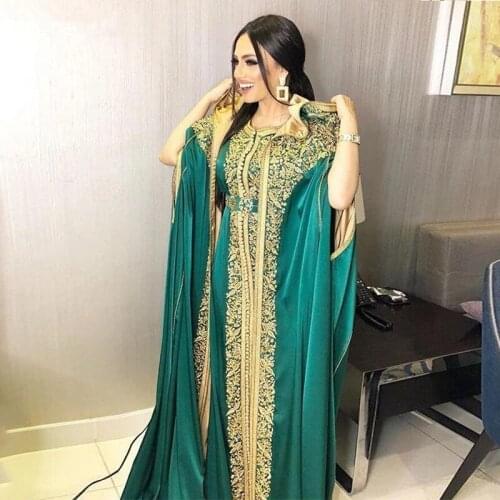 Moroccan Kaftan Caftan Muslim Evening Dresses A-line Chiffon Appliques Dubai Arabic Turkey Abaya Islamic Evening Gown