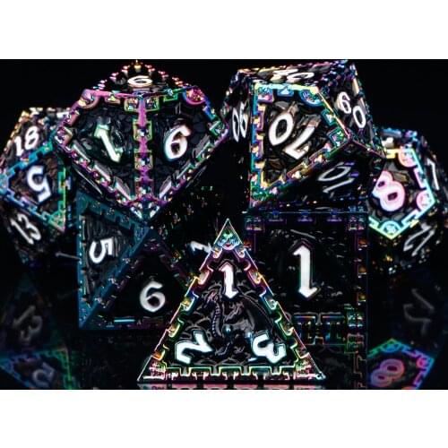 Metal dnd dice set copper RPG d&d gear mechanical dungeon and dragon polyhedral Ancient dice with bag D20 D12 D10 D8 D6 D4