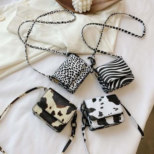 Fashion Animal Pattern Mini Women Shoulder Bag Acrylic Chain Casual Travel Handbags Totes Female PU Leather Crossbody Bags 2021