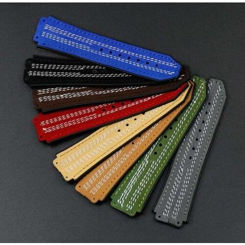 Mens leather rubber strap for HUBLOT series 25mmx19mm ladies waterproof silicone strap accessories