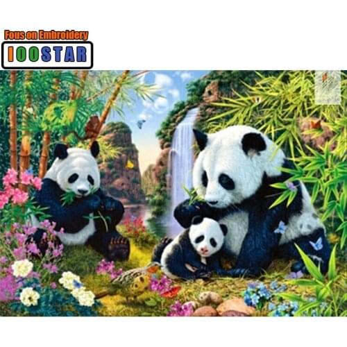 Panda family round/square diamond embroidery painting kit mosaic picture rhinestones cross stitch Needlework home decor gits