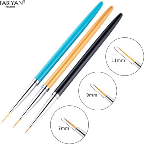 3Pcs Set Nail Art Carving Nylon Painting Drawing Design Brush Pen Metal Handle Salon Liner Polish Manicure Design Tips Tools DIY