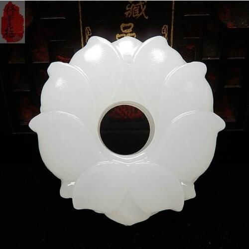 Natural Chinese White Hand-carved Lotus Holy Flame Jade Pendant Fashion Jewelry Afghan Jade Necklace Accessories for MenandWomen