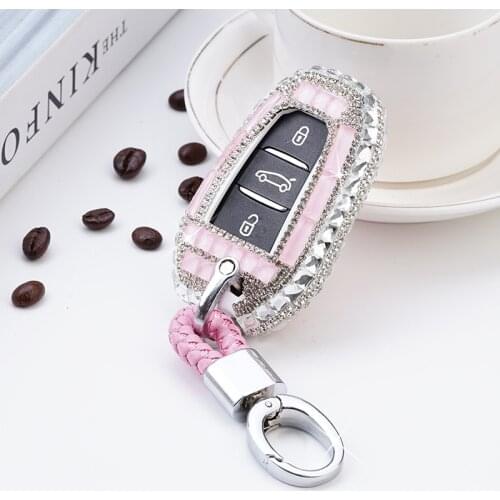 New Diamond Crystal Car Key Case Cover For Peugeot 208 DS3 DS5 DS6 5008 For Citroen C4 C5 X7 Smart Remote Key Shell Accessories