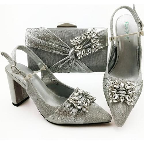 Italian design Wine Color Shoes and Bag for Women African Ladies Shoes and Bag Set Decorated with Rhinestone Metal Decoration