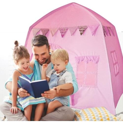 Kids Tipi Tent, Folding Princess Castle Tent Indoor Playhouse Adorable Tents With Pennants For Kids Activity Game House