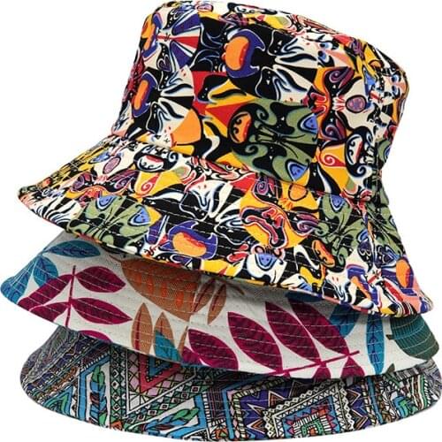 Luxury Tie Dyed Bucket Hats for Women Cotton Bucket Cap European Floral Lady Bucket Hat Reversiable Fisherman Hat