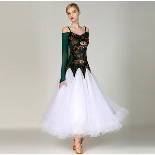 Lady Ballroom Dancing Dress Long Sleeve Costumes New Adult Modern Dress Girls National Standard Wear Dancing Costumes D0832