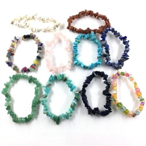 Semi-precious Reiki Natural Stone 7 Chakra Bracelets Healing Crystal Bracelet Chipped Gravel Beads Gifts for Women 2021 Pulseras