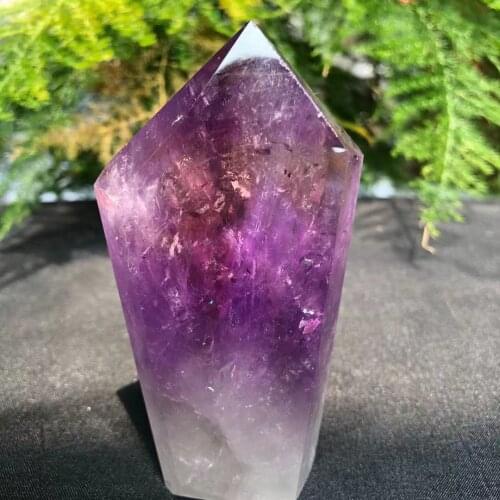 Natural Fantasy Amethyst Standing Tower Energy Wand Home Reiki Healing Stone