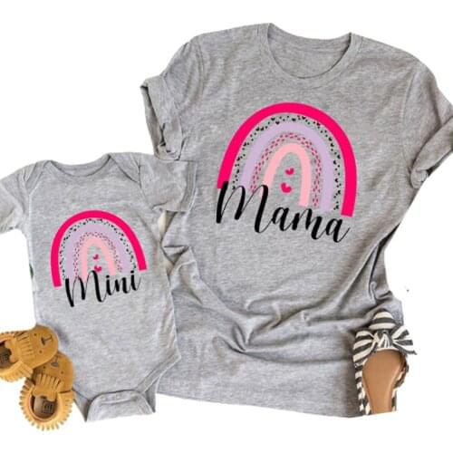 Rainbow Family Matching Clothes Outfits Mother And Daughter T-Shirt Cute Tops lovely Blouse Kids Baby Girl Boys Casual T Shirts