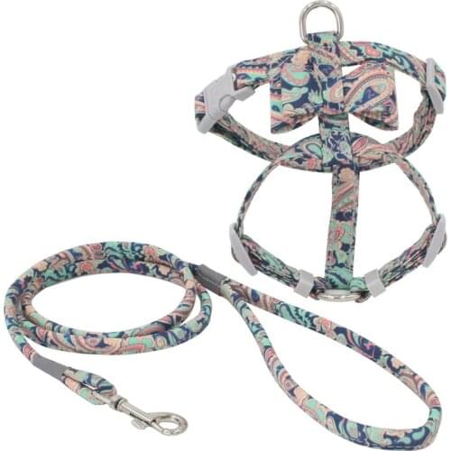 Adjustable Nylon Dog Harness Leash Set Pet Puppy Bowknot Harness Vest Walking Leash For Small Medium Dogs Chihuahua 2021 New