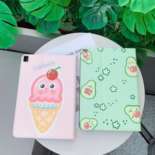 Cartoon Peach Girl Dinosaur Cute Avocado Ice Cream Soft Tablet Case For iPad Air 1 2 3 Mini Pro 9.7 2017 2018 2019 2020 Cover