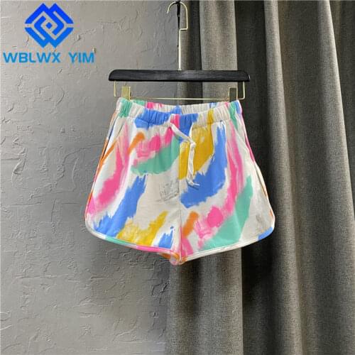 High Waist Shorts Women Pocket Fashion Elastic Waist Summer Sweatpants Shorts Female Casual Loose Wide leg Short Pants 2021 New