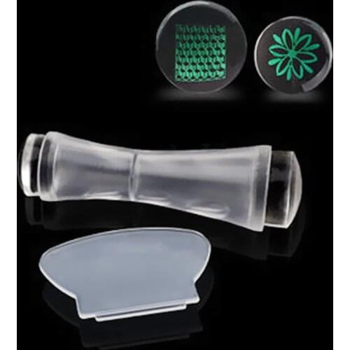 Silicone Jelly Clear Double Head Refill Head Stamper Nail Stamping Tool Marshmallow Transparent Stamp Kit Nail Printing Set