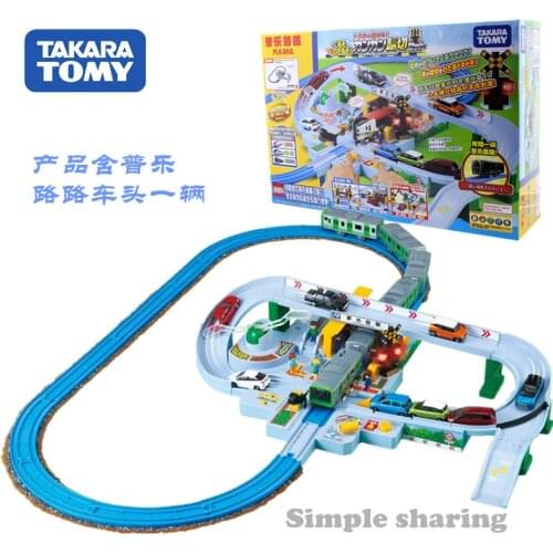 TAKARA TOMY Plarail Lets Play With Tomica Kankan Railroad Crossing Set One Train Head Included
