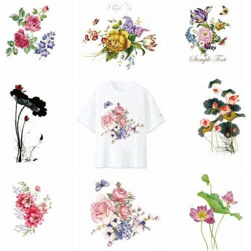 Iron On Transfer Patches Colorful Flowers Heat-Sealing Patch Boy Girl Clothes Stickers Stripe T-shirt Sticker DIY Applique NEW F