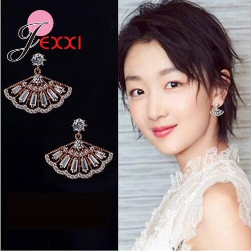 Fan Pendant Romantic Earrings Luxury Fashion Wemen Girls Holiday Gift Wedding Engagement Anniversary Party Jewelry