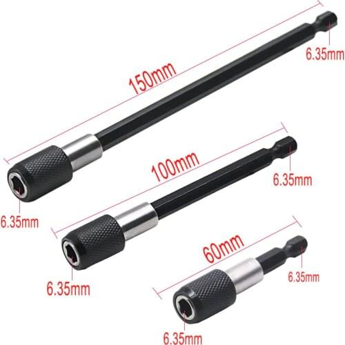 High Quality 1/4 Inch Hex Shank Quick Release Screwdriver Bit Holder with Adjustable Collar Extension Bar 60mm 100mm 150mm