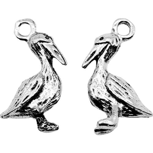 WYSIWYG 20pcs Charms Seagull Pelican Stock Bird 18x9mm Tibetan Silver Color Antique Jewelry Making DIY Handmade Craft Pendant