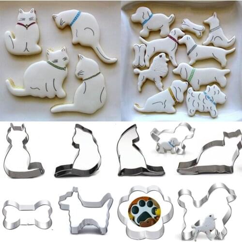 1pcs Cartoon Cat Dog Metal Cookie Cutter Fondant Cake Decor Tools emporte piece biscuit mould Cupcake Toppers Bakery Pastry Shop