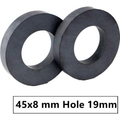 5pcs/lot Y30 Ring Ferrite Magnet 45*8 mm Hole 19mm Permanent magnet 45mm x 8mm Black Round Speaker 45x8 mm 45-19*8