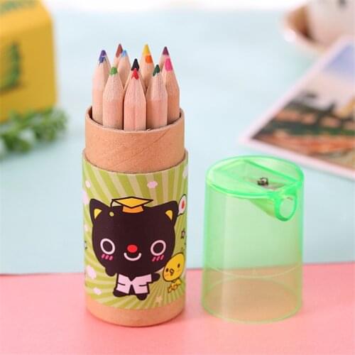D3 safe color pencil 12 color cartoon cartoon creative gifts for children with colored pencil sharpener Stationery office