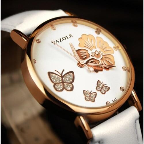 2020 YAZOLE Women Watch Ladies Watches Top Brand Luxury Fashion Butterfly Rose Gold Watch Rhinestone Womens Wristwatch relojes