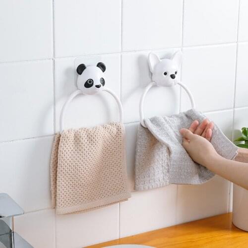 Bathroom childrens towel hanging cartoon towel ring punch-free towel rack kitchen sanitary towel towel Rod single rod