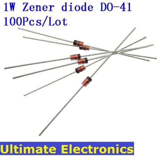 100Pcs/Lot 1W Zener Diode DO-41 1N4728~1N4748 3.3V~22V 1N4729 1N4730 1N4731 1N4732 1N4733 1N4734 1N4735 1N4744 1N4746 1N4749