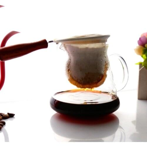 Flannel Filter Pour-over Coffee Filter Solid Wood Handle Coffee Filter Bag Coffee Special Filter