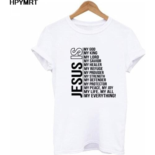 Jesus Is My God King Everything Women Vintage Tops Harajuku Christian T-shirt Faith Short Sleeve Streetwear Graphic Tees Female