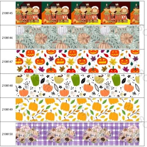 Thanksgiving Printed Grosgrain Ribbon 5 Yards for Gift Wrapping Christmas Wedding Party Decoration DIY Hair Bow