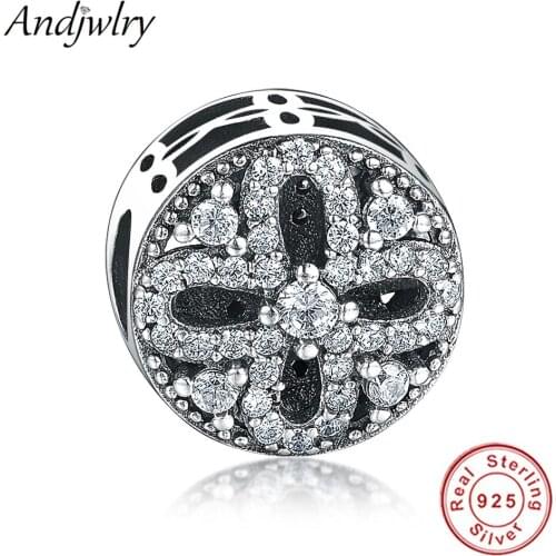 Fit Pandora Charms Bracelet Silver 925 Original Beads Flower Charm Clear CZ Bangle Beads for Jewelry Women Berloque DIY Making