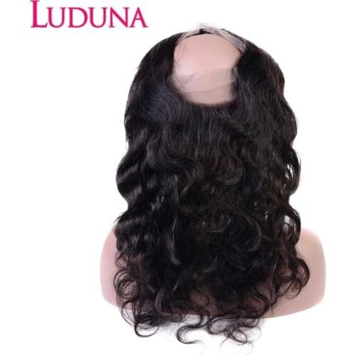 Luduna Body Wave Human Hair 360 Lace Frontal Closure Pre Plucked With Baby Hair Natural Hairline Remy Hair Closure Frontals