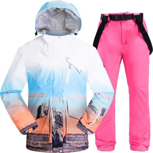 Ski Suit Women Men Winter Warm Windproof Waterproof Snow Skiing Snowboarding Suits Male Female Breathable Ski Jacket Ski Pants