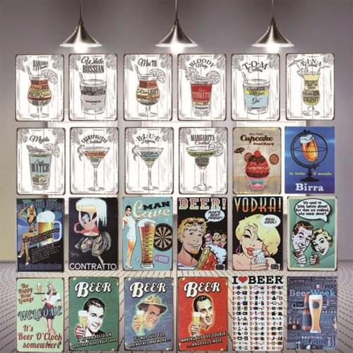 YODKA I LOVE BEER Cocktail Tin Signs Drink Metal Plate Wall Pub Shop Restaurant Bar Home Art Decor Vintage Iron Poster Cuadros