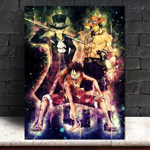 Modular Prints Pictures Home Decor 1 Pcs One Piece Luffy Ace Sabo Anime Paintings Office Canvas Poster Wall Artwork Frame