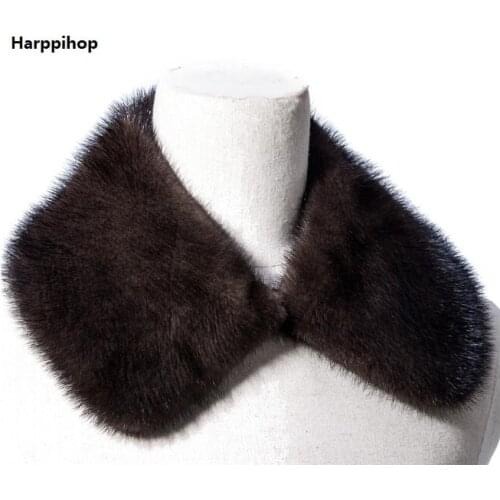Harppihop Genuine mink fur collar scarf man garment accessory natural marten fur jacket collar man coat collar scarf 55cmX13