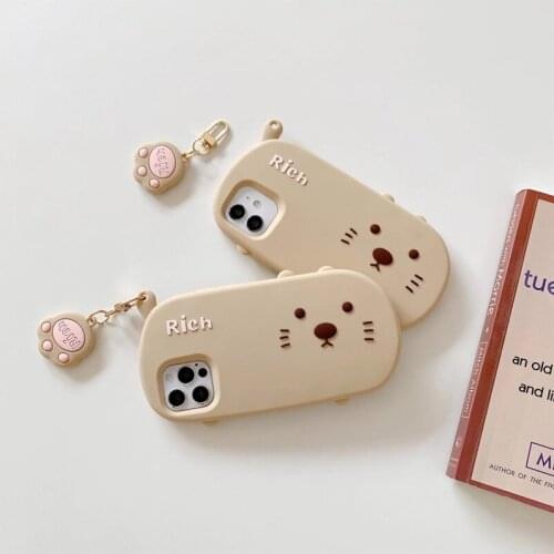 Agrotera Soft Silicone Case Cover for iPhone 7 8 Plus X XS XR 11 Pro Max SE 2020 12 3D Cute Lovely Cartoon Rich Cat