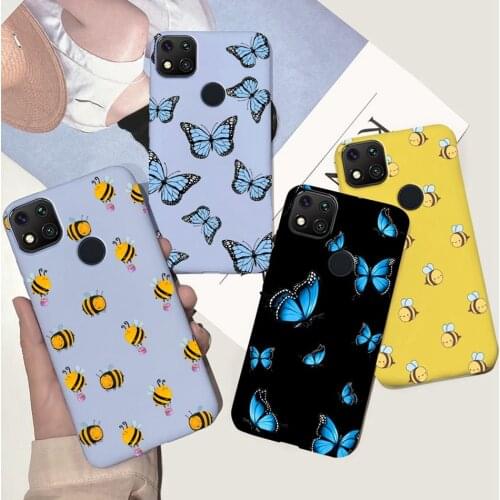 Sunflower Painted Soft Silicone Phone Case For Xiaomi Redmi 9C NFC 9 C 9A Case Butterfly Back Cover For Redmi 9A 9C 9 a Bumper