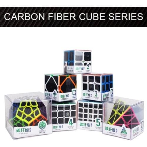 YUXIN Carbon Fiber Sticker 2x2 3x3 4x4 5x5 Megaminx Skew Pyramid Magic Cube Megaminxeds Cube Set 7 PCS For Children Gift Toy