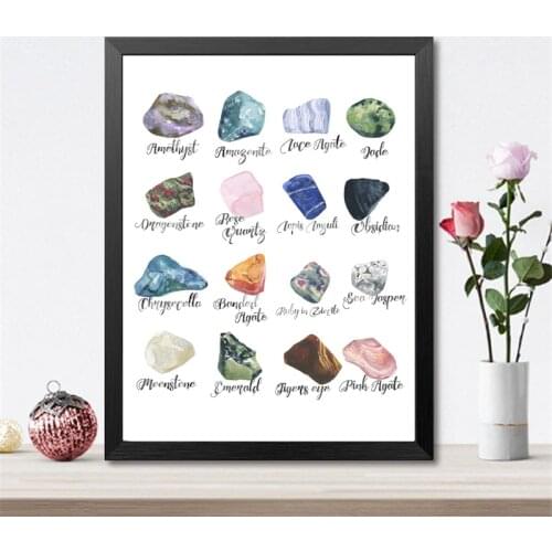 Wall Art Hd Print Home Decor Canvas Painting Gemstones Minerals Crystals Nordic Style Watercolor Poster Modular Pictures Bedroom