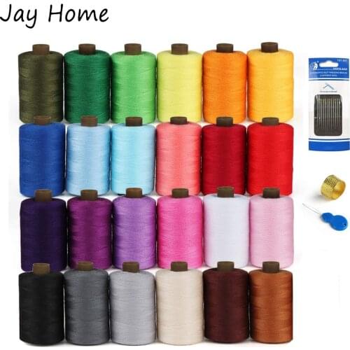 24Colors Sewing Thread 1000Yards Polyester Thread Spool Kits with Sewing Accessories for Quilting Needlework Craft Hand&Machine