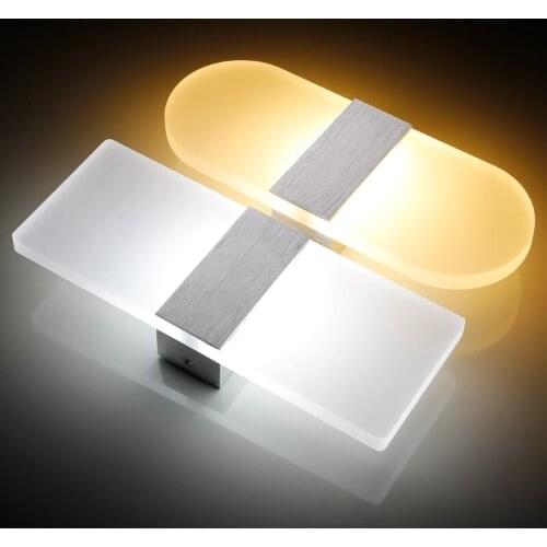 Nordic Aluminum Modern Minimalist Acrylic LED Wall Lamp Rectangular Bedroom Bedside Lamp Hotel Aisle Light Human Body Induction